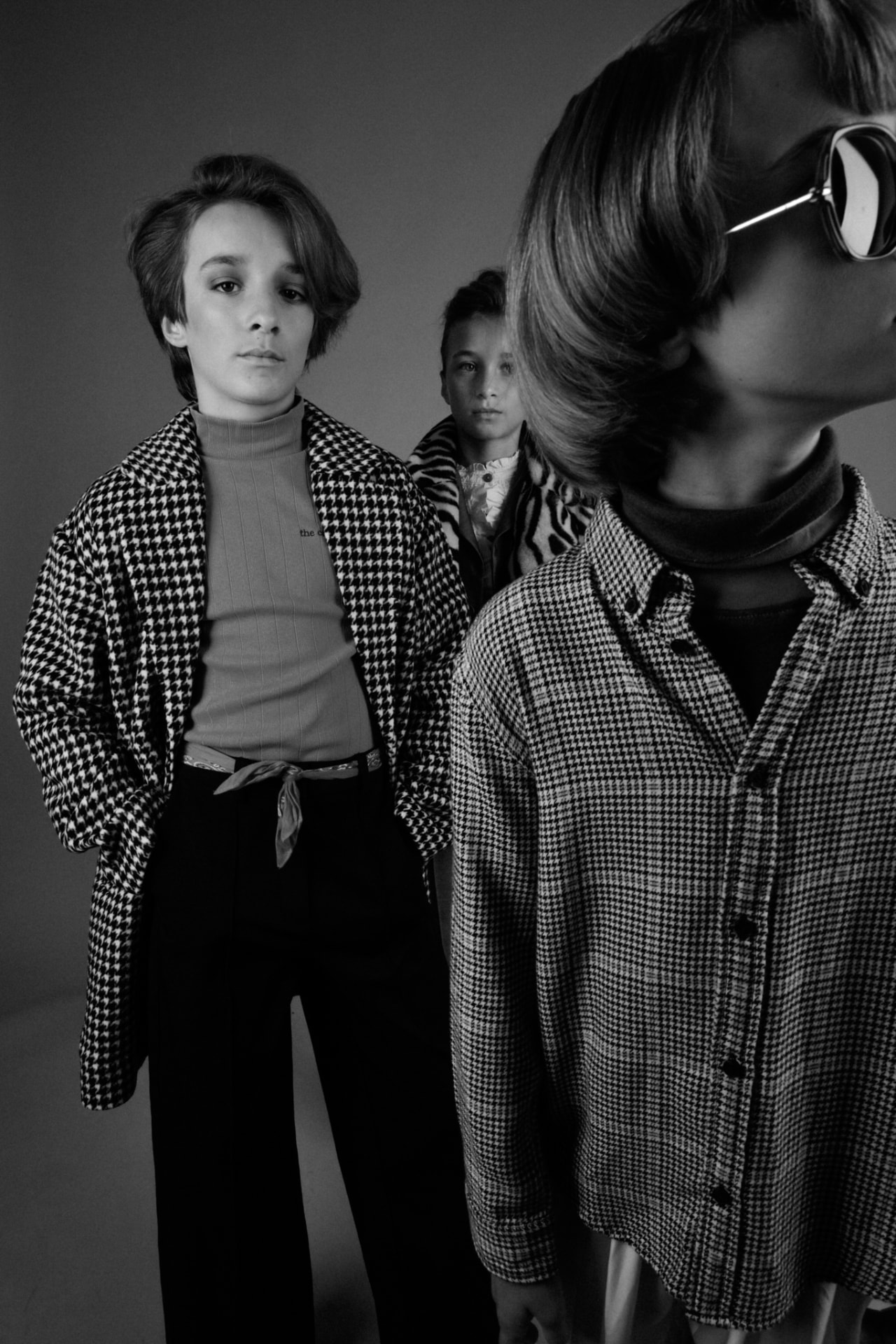 Bowie — trio pied-de-poule — Doolittle Magazine — photo Simon Lefebvre, stylisme Léonie Escolivet