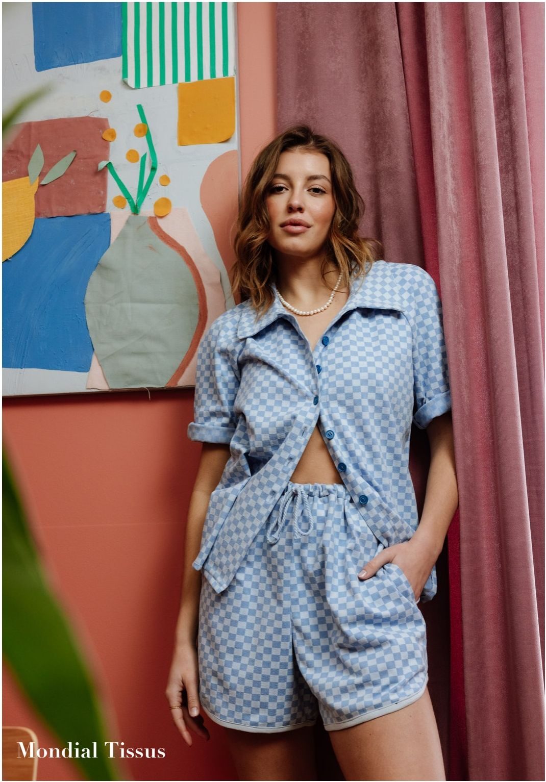 Vichy bleu — Mondial Tissus, stylisme Léonie Escolivet